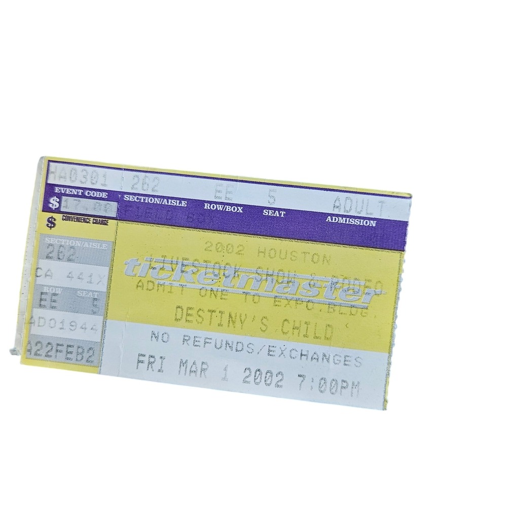 Destiny's Child Beyonce 2002 Houston Rodeo Concert‎ Ticket Stub Ticketmaster Y2K